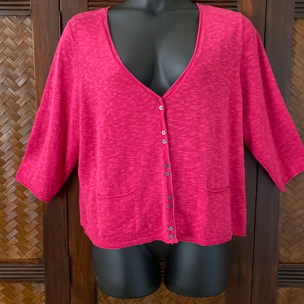 EILEEN FISHER - Short Cardigan 3/4 sleeve 3X